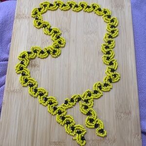 Vintage Yellow Beaded Necklace
